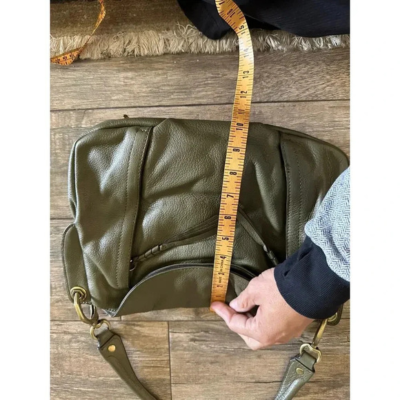 Oryany Olive Green Pebbled Leather Shoulder Fold Over Hobo Handbag - Picture 7 of 11